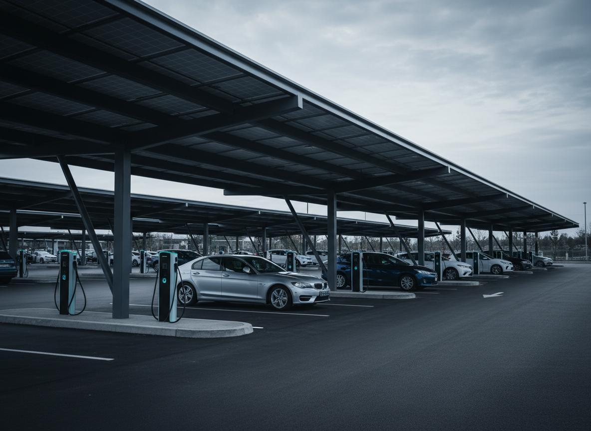 Solar carport with EV chargers